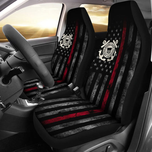 Thin Red Line American Flag US Coast Guard Car Seat Covers Custom