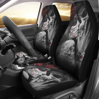 Kissing Skeleton Sugar Skull Gothic Calavera Car Seat Covers