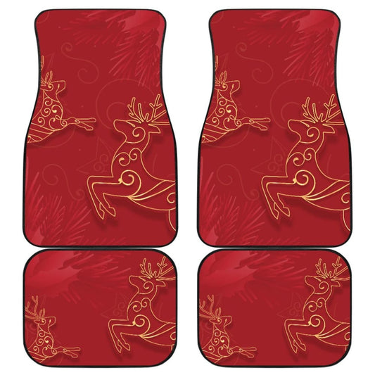 Christmas Reindeer And Pine Tree Pattern Car Floor Mats
