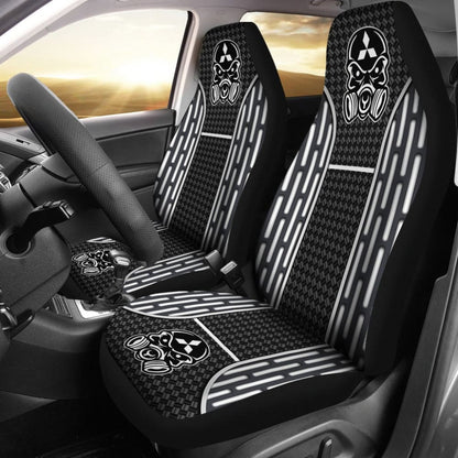 Black White Poison Gas Skull Mitsubishi Car Seat Covers