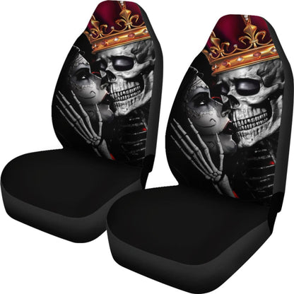 Sugar King And Queen Skull Kissing The Dead Car Seat Covers