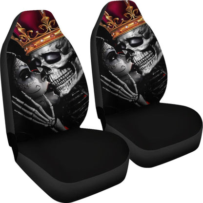 Sugar King And Queen Skull Kissing The Dead Car Seat Covers