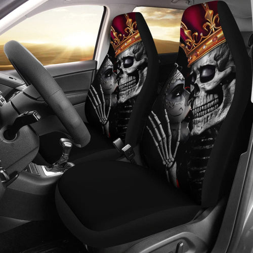 Sugar King And Queen Skull Kissing The Dead Car Seat Covers