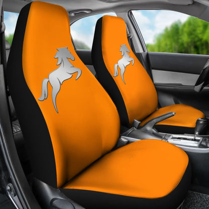 Orange Mustang Horse Silhouette Car Seat Covers Custom