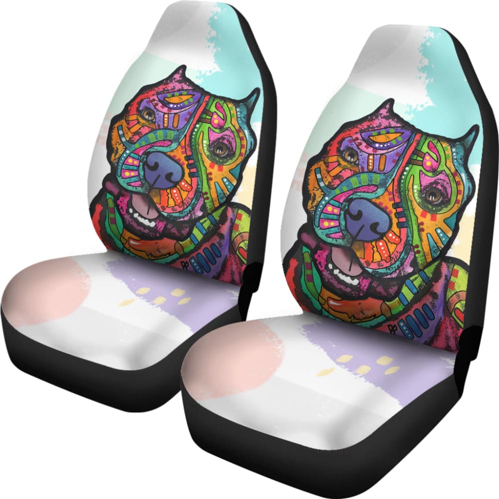 Colorful Pitbull Design Car Seat Covers