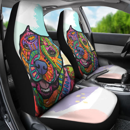 Colorful Pitbull Design Car Seat Covers