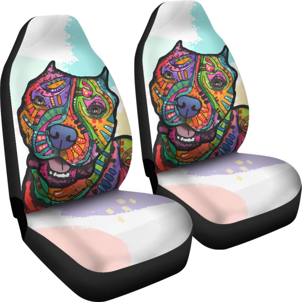 Colorful Pitbull Design Car Seat Covers