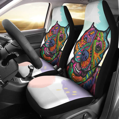 Colorful Pitbull Design Car Seat Covers