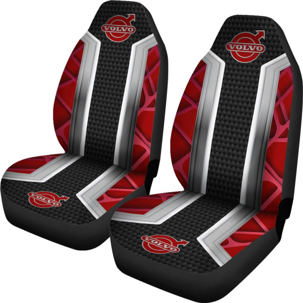 Amazing Volvo Red Black Themed Printed Car Seat Covers