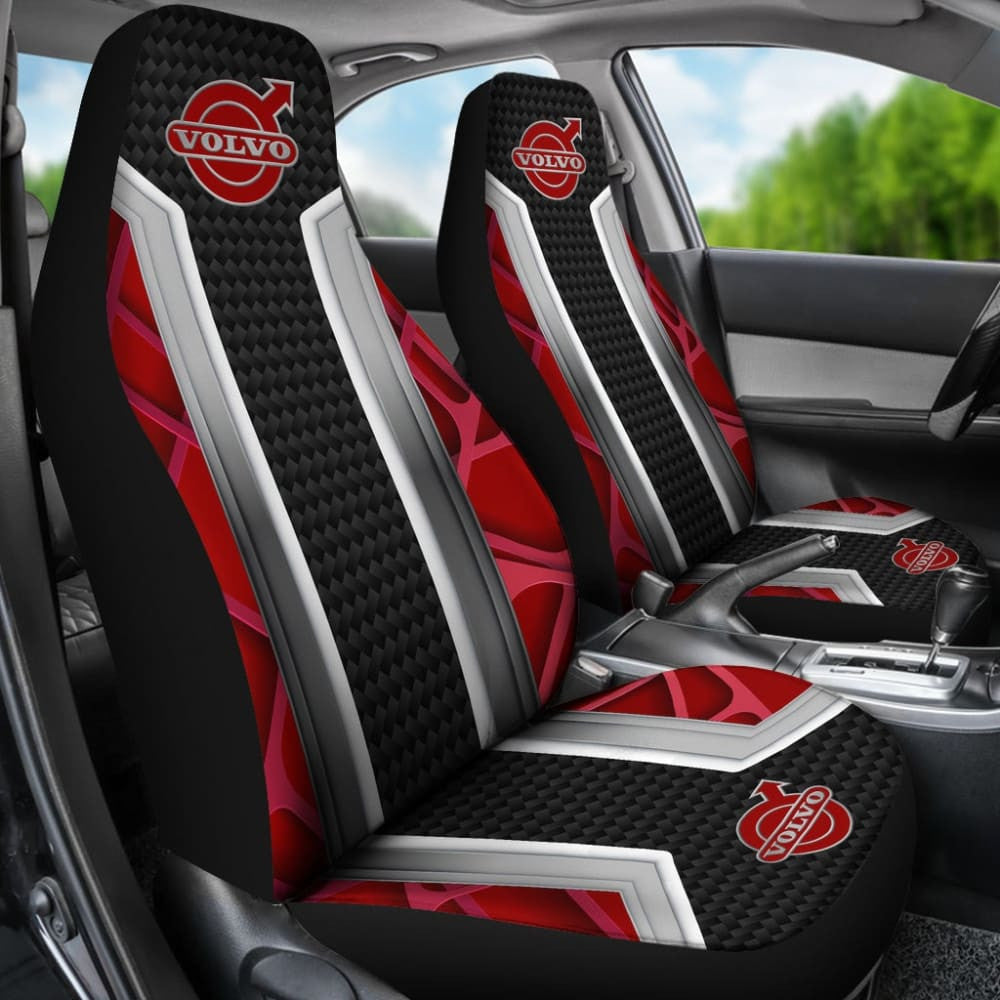 Amazing Volvo Red Black Themed Printed Car Seat Covers
