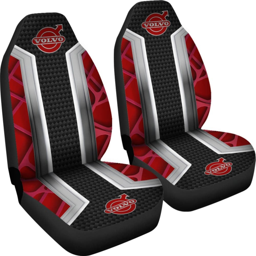 Amazing Volvo Red Black Themed Printed Car Seat Covers