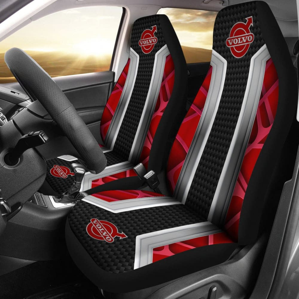 Amazing Volvo Red Black Themed Printed Car Seat Covers