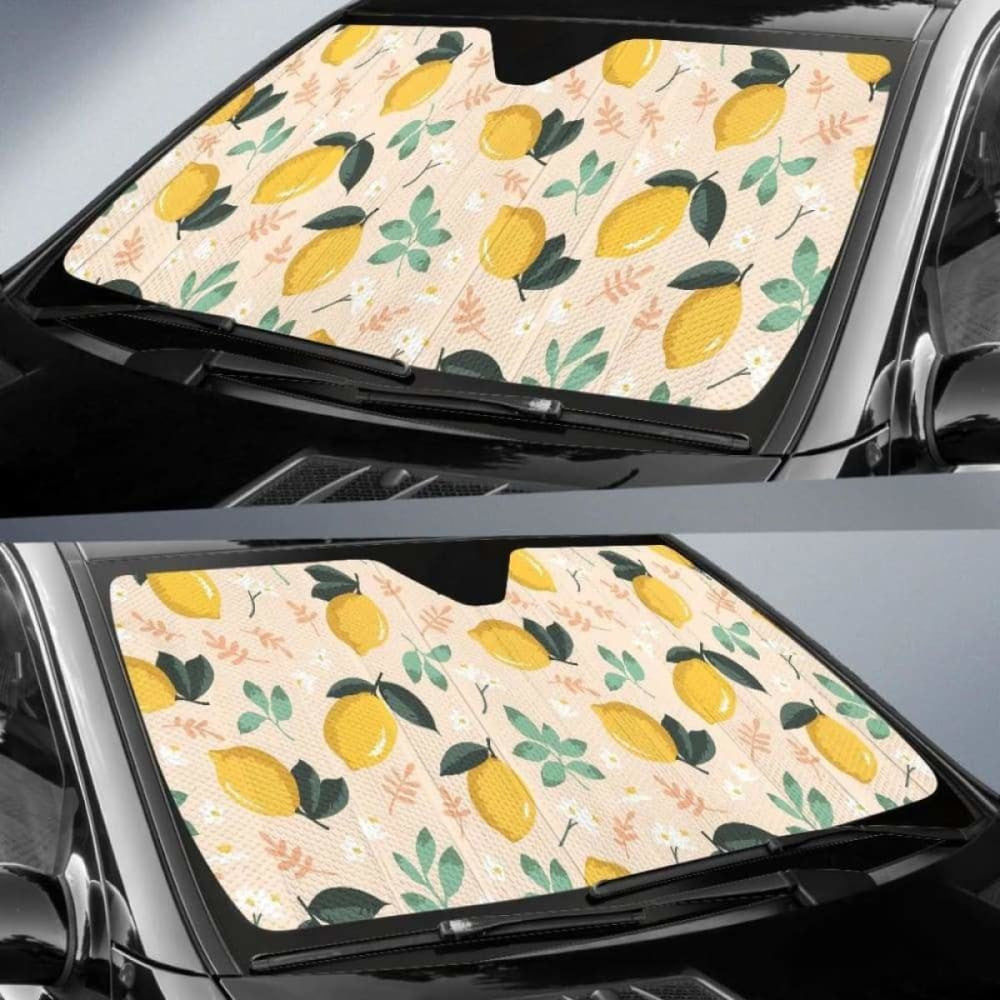 Lemon Flower Leave Pattern Car Auto Sun Shades
