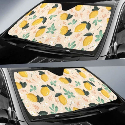 Lemon Flower Leave Pattern Car Auto Sun Shades