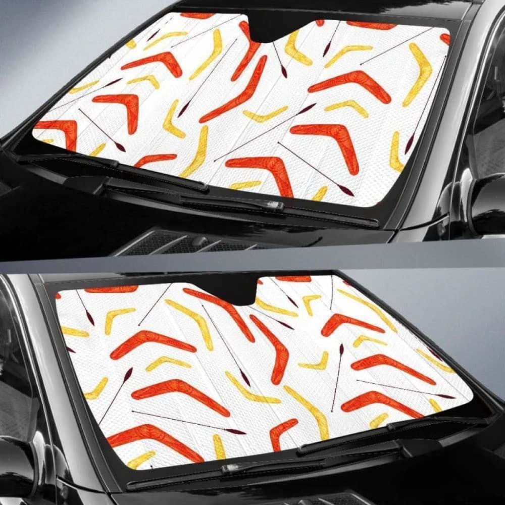Waterclor Boomerang Australian Aboriginal Ornament Car Auto Sun Shades