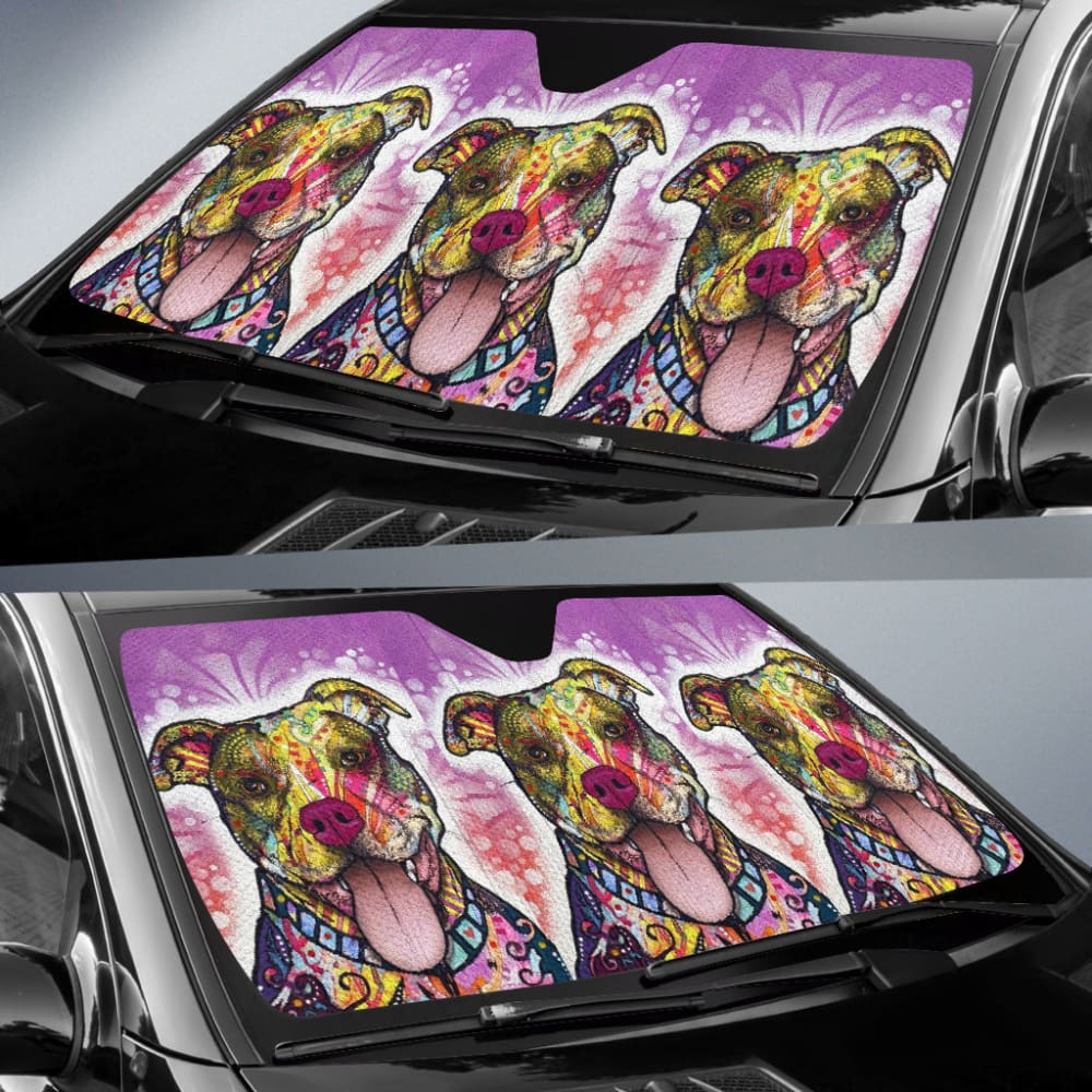 Amazing Gift Ideas Colorful Pitbull Print Car Auto Sun Shades