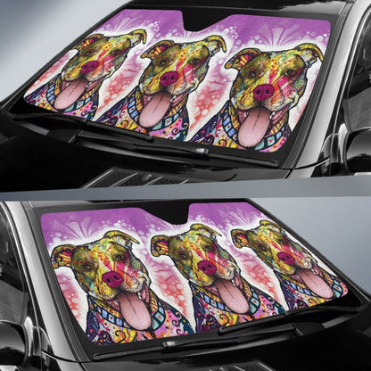 Amazing Gift Ideas Colorful Pitbull Print Car Auto Sun Shades