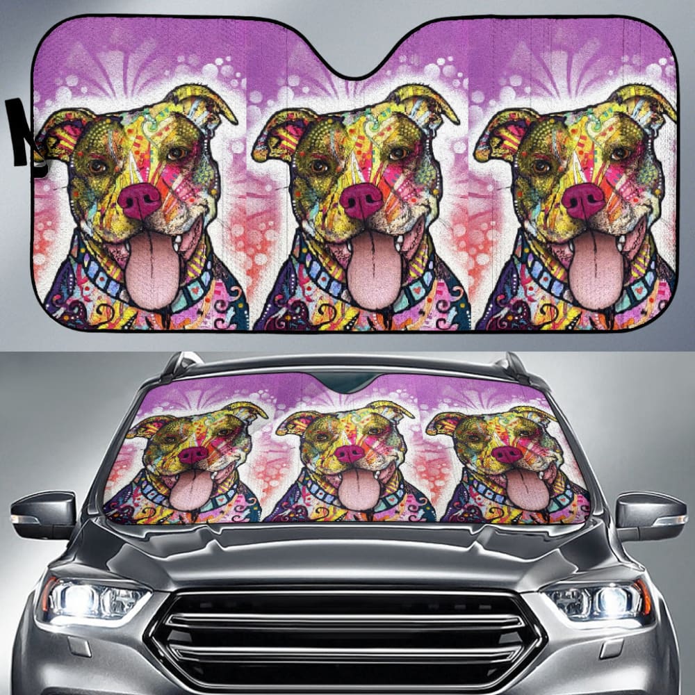 Amazing Gift Ideas Colorful Pitbull Print Car Auto Sun Shades