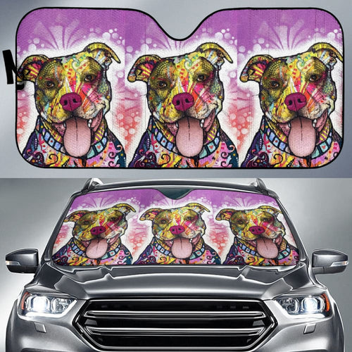 Amazing Gift Ideas Colorful Pitbull Print Car Auto Sun Shades