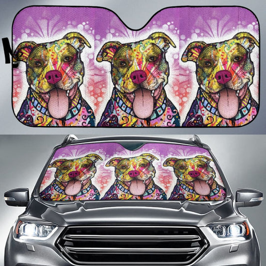 Amazing Gift Ideas Colorful Pitbull Print Car Auto Sun Shades