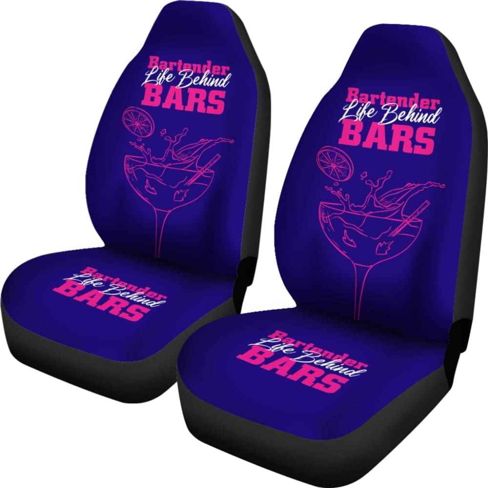 Blue Life Behind Bars Bartender White And Pink Letter Car Seat Covers