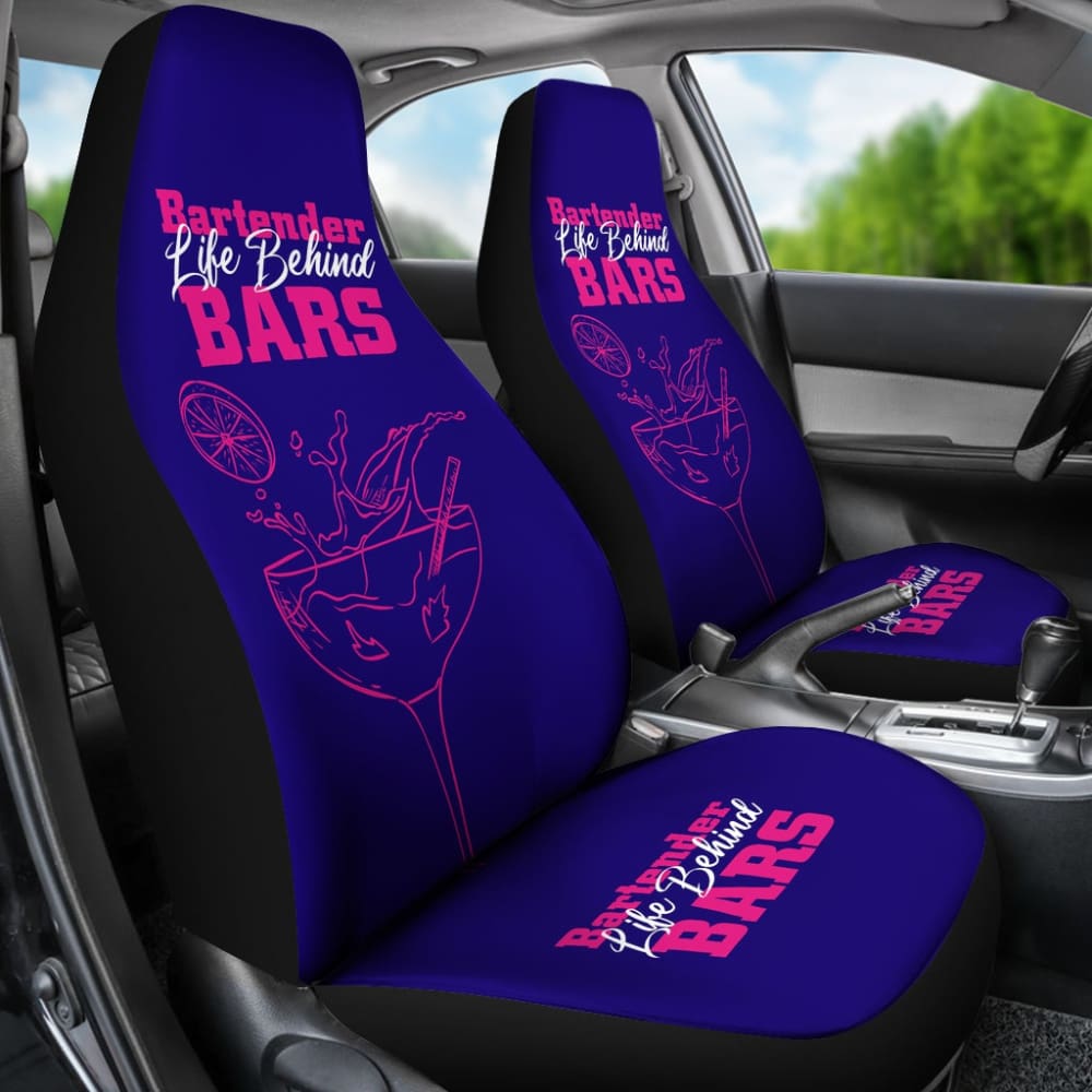 Blue Life Behind Bars Bartender White And Pink Letter Car Seat Covers