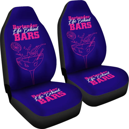 Blue Life Behind Bars Bartender White And Pink Letter Car Seat Covers