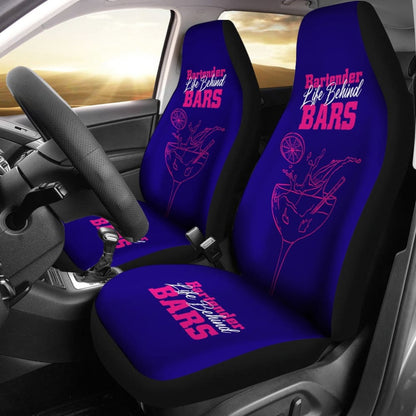 Blue Life Behind Bars Bartender White And Pink Letter Car Seat Covers