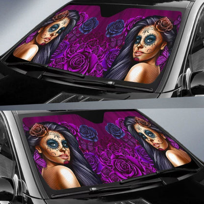 Calavera Girl - Purple - Auto Sun Shade