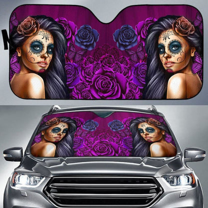 Calavera Girl - Purple - Auto Sun Shade