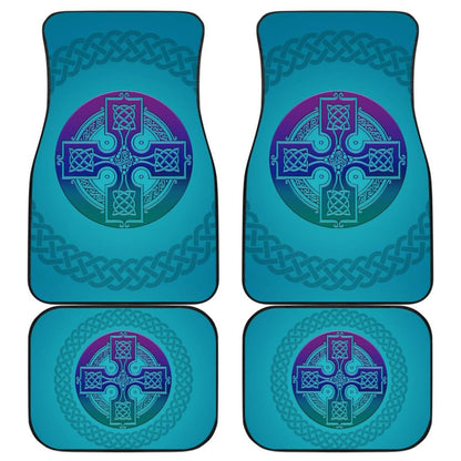 Celtic Circle Cross Car Floor Mats Set Purple and Blue