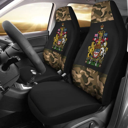 Coat Of Arms Of Canada With Camo Style Car Seat Covers