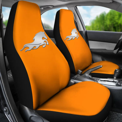 Orange Mustang Horse Silhouette Car Seat Covers Custom