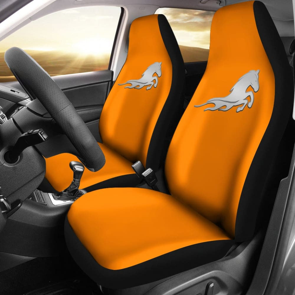 Orange Mustang Horse Silhouette Car Seat Covers Custom