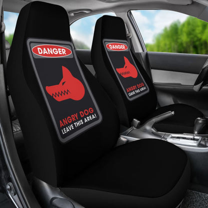 Danger Sign Angry Dog Leave This Area Car Seat Covers Custom