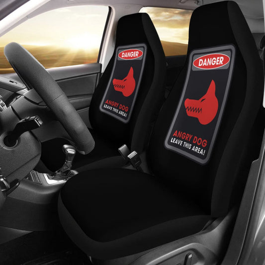Danger Sign Angry Dog Leave This Area Car Seat Covers Custom