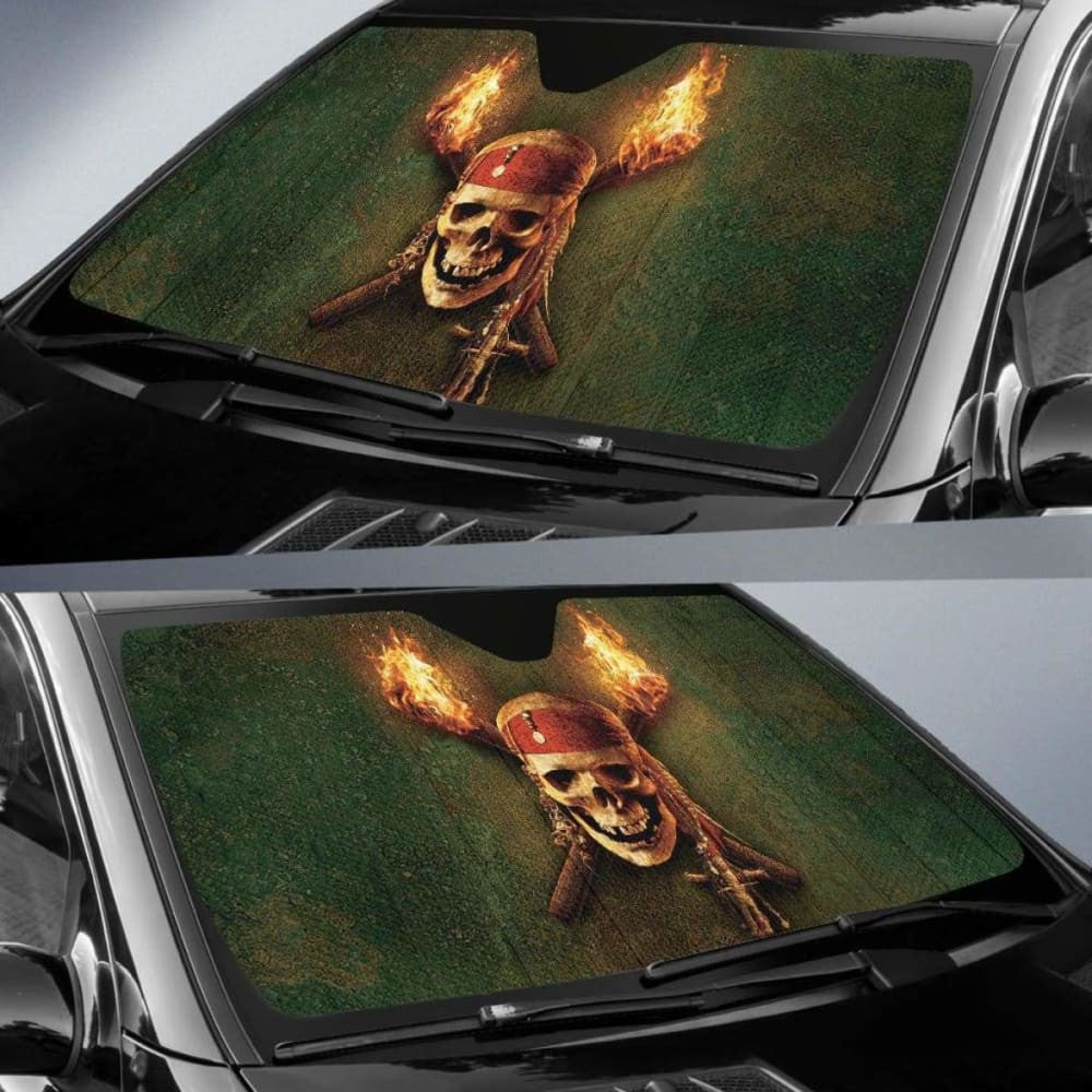 Jack Sparrow Skull Art Car Sun Shade Movie Fan Gift T