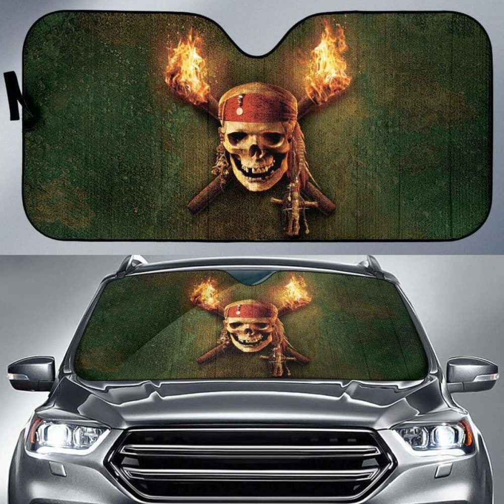 Jack Sparrow Skull Art Car Sun Shade Movie Fan Gift T