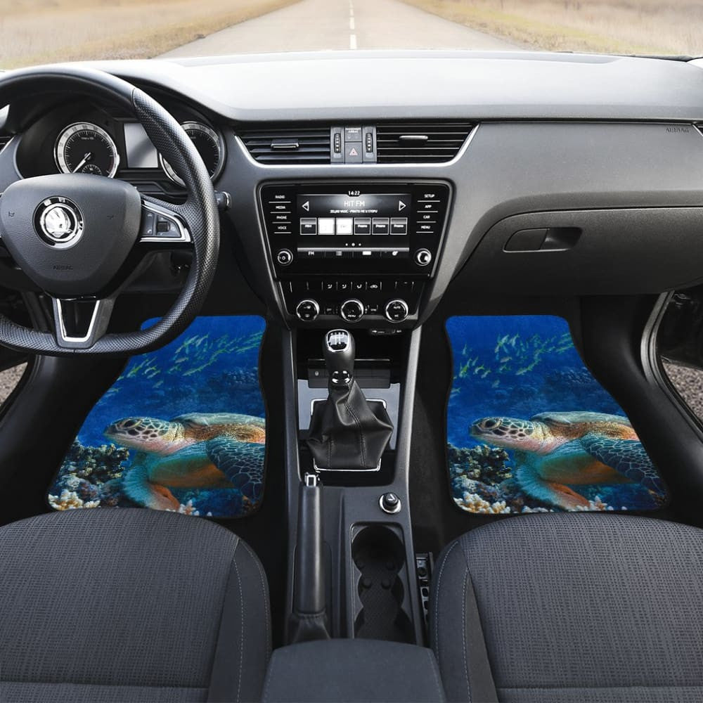 Tropical Sea Turtle And Coral Happy Moments Car Floor Mats