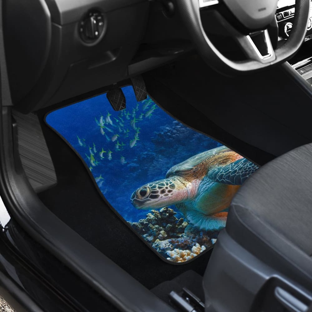 Tropical Sea Turtle And Coral Happy Moments Car Floor Mats
