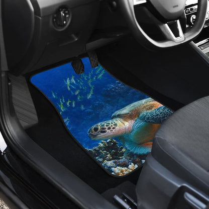 Tropical Sea Turtle And Coral Happy Moments Car Floor Mats