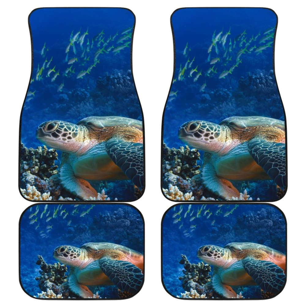 Tropical Sea Turtle And Coral Happy Moments Car Floor Mats