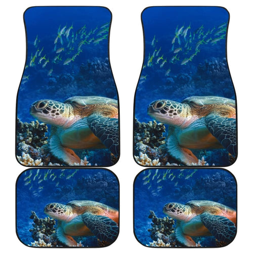 Tropical Sea Turtle And Coral Happy Moments Car Floor Mats