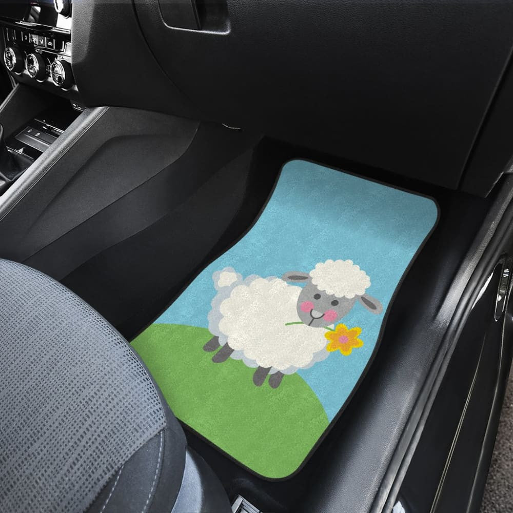 Cute Sheep With Grass And Flower Car Floor Mats