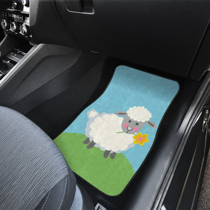 Cute Sheep With Grass And Flower Car Floor Mats