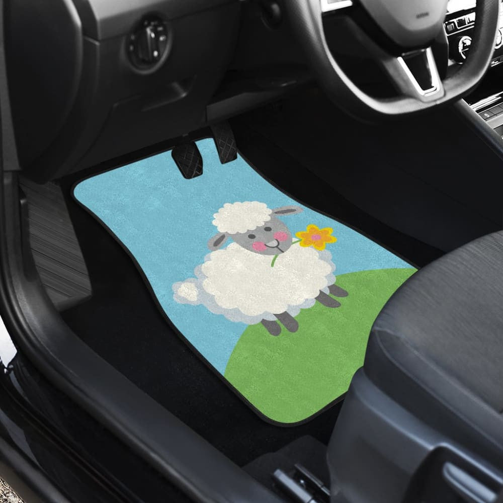 Cute Sheep With Grass And Flower Car Floor Mats