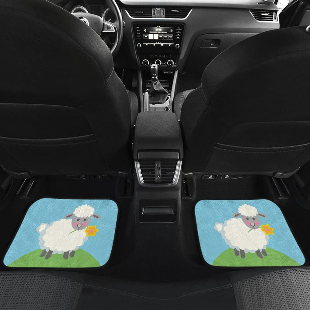 Cute Sheep With Grass And Flower Car Floor Mats