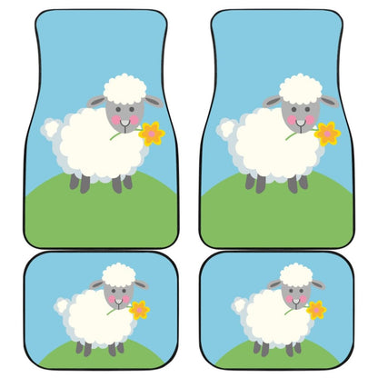 Cute Sheep With Grass And Flower Car Floor Mats