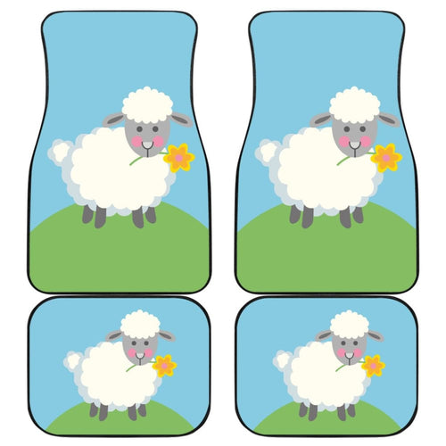 Cute Sheep With Grass And Flower Car Floor Mats