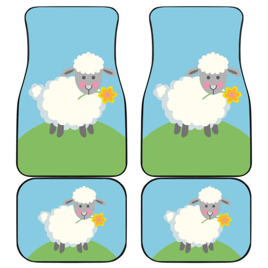 Cute Sheep With Grass And Flower Car Floor Mats